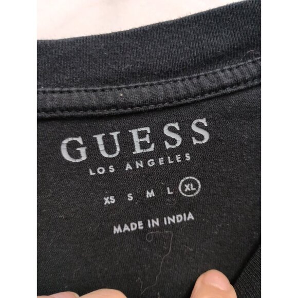 Guess Mens Y2K T-Shirt Size XL Black Camo Embroidered Logo Grunge Short Sleeve - Picture 3 of 5